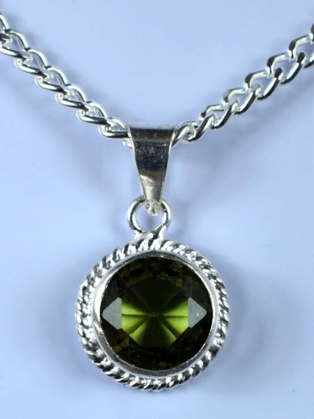 CERTIFIED 6.10CT NATURAL Olive Green Peridot 925 Sterling Silver Necklace